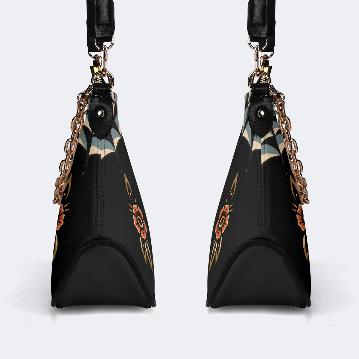 Wolf Vintage Print - Leather Crossbody Bag