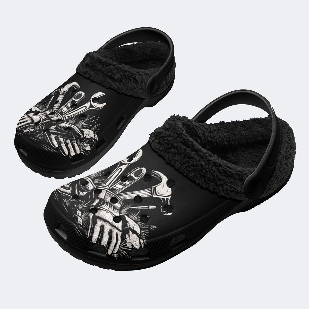 Gothic Mechanic Tool Hands - Fur Lined Slippers/Sandals