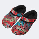 Unisex Ink Print - Fur Lined Slippers/Sandals