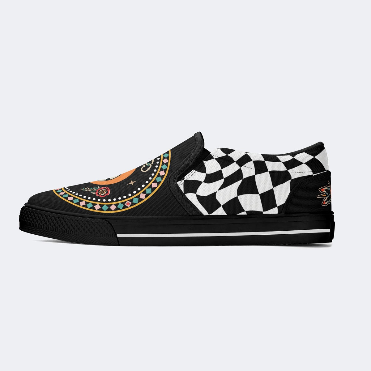 Black And White Snake Print - Slip On Shoes