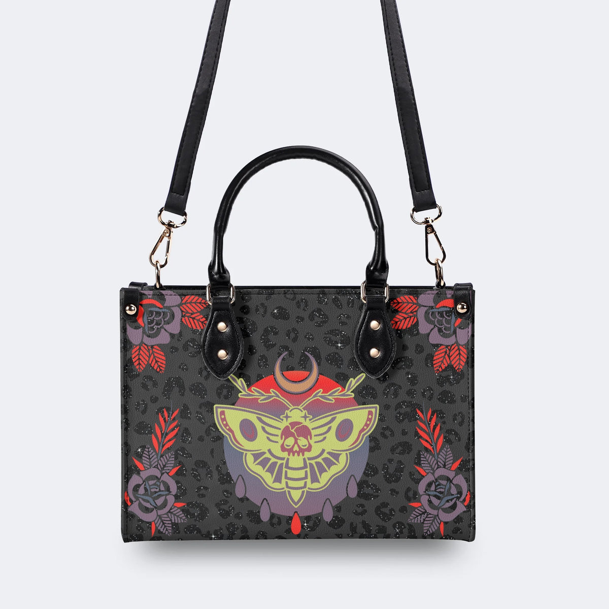 Classic Death Moth Print - Leather Handbag