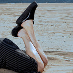 Black Leather Thick-soled Slippers