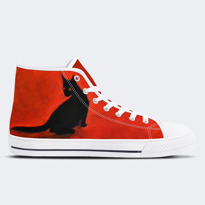 Unisex Retro Rote Figur Viele Augen Druck - High Top Canvas