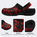 Gothic Splatter Skulls - Fur Lined Slippers/Sandals