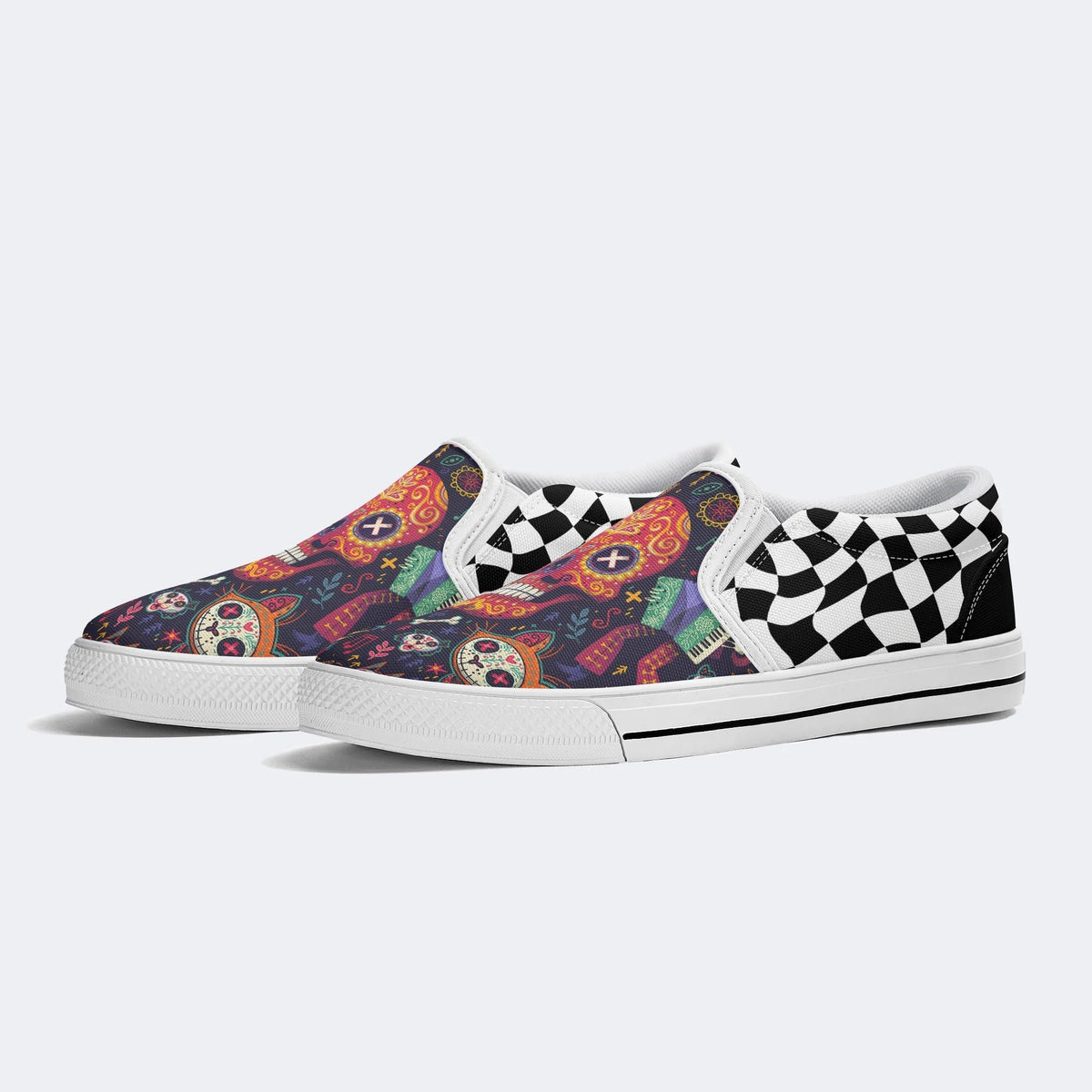 Day of the Dead Pattern - Slip On Shoes