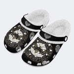 Mystical Moth Print - Fur Lined Slippers/Sandals