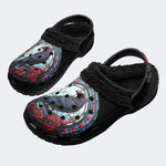 Vintage Crow Print - Fur Lined Slippers/Sandals
