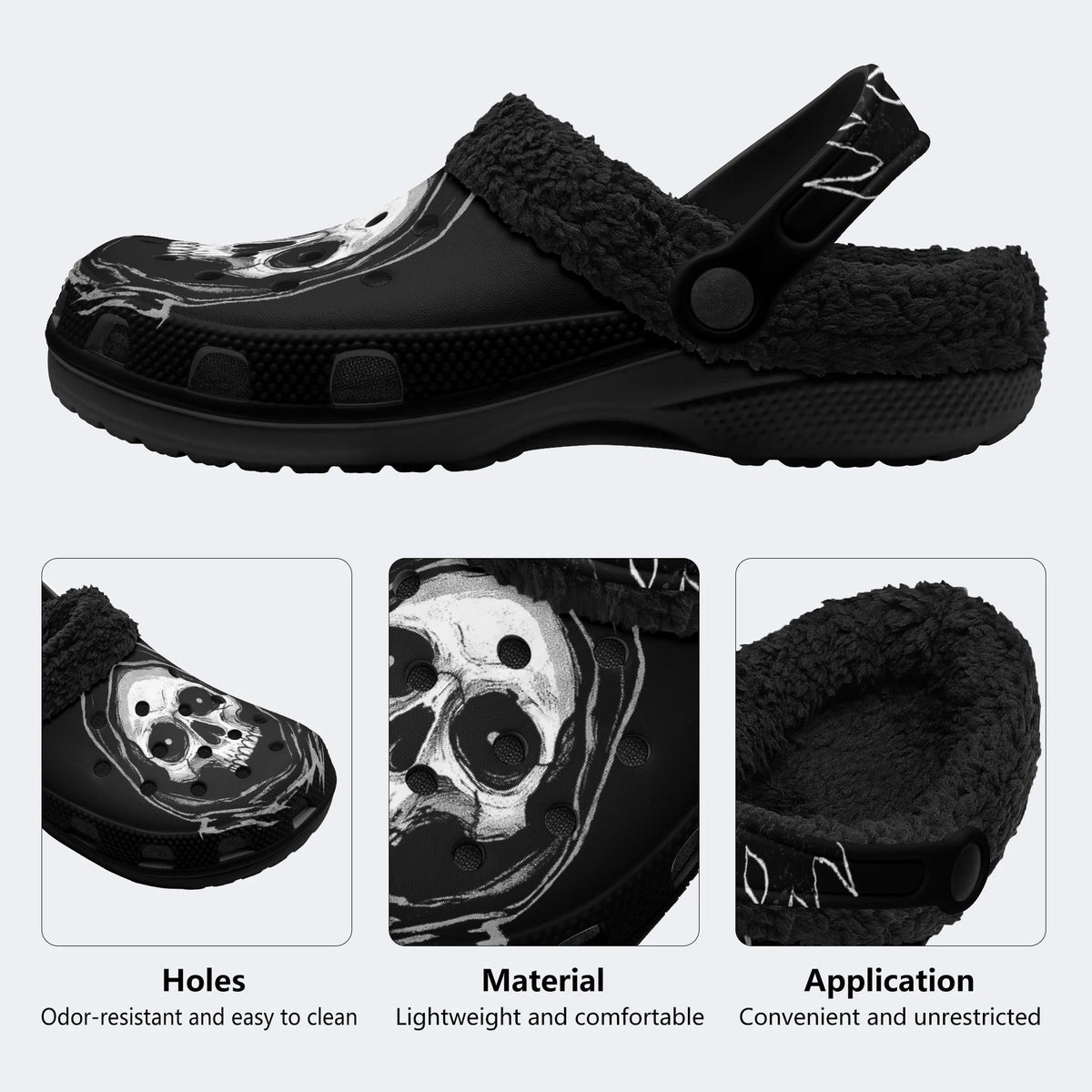 Dark Wraith Skull - Fur Lined Slippers/Sandals