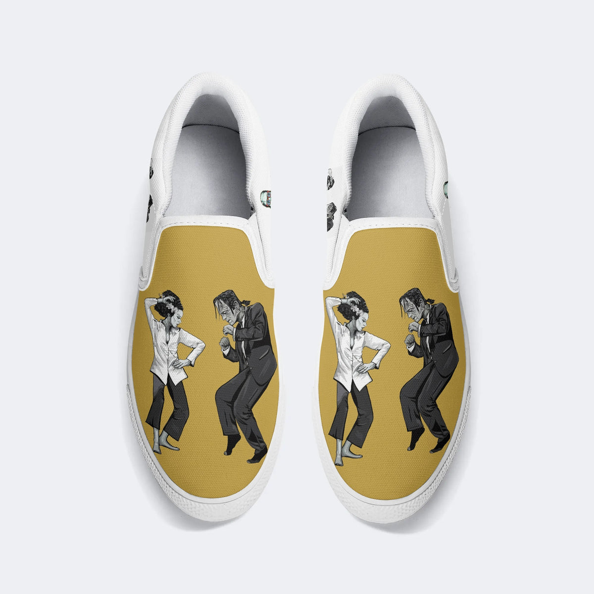 Pulp Frankenstein Halloween Print - Slip On Shoes