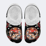 Old School Shark Tattoo Print - Fur Lined Slippers/Sandals