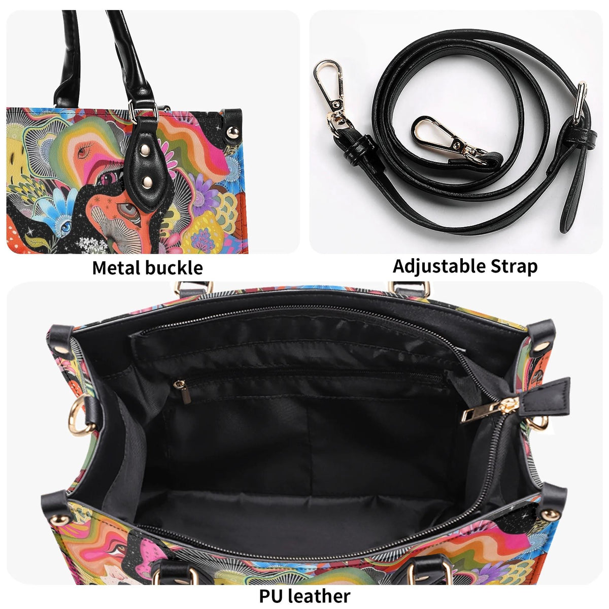 Hallucinogenic Mushrooms - Leather Handbag