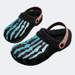 Blue Gradient Skeleton Toes Skull - Fur Lined Slippers/Sandals