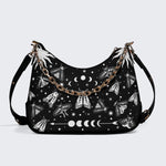 Vintage Dark Moth Print - Leather Crossbody Bag