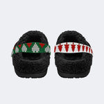 Rockin' Santa Claus Print - Fur Lined Slippers/Sandals