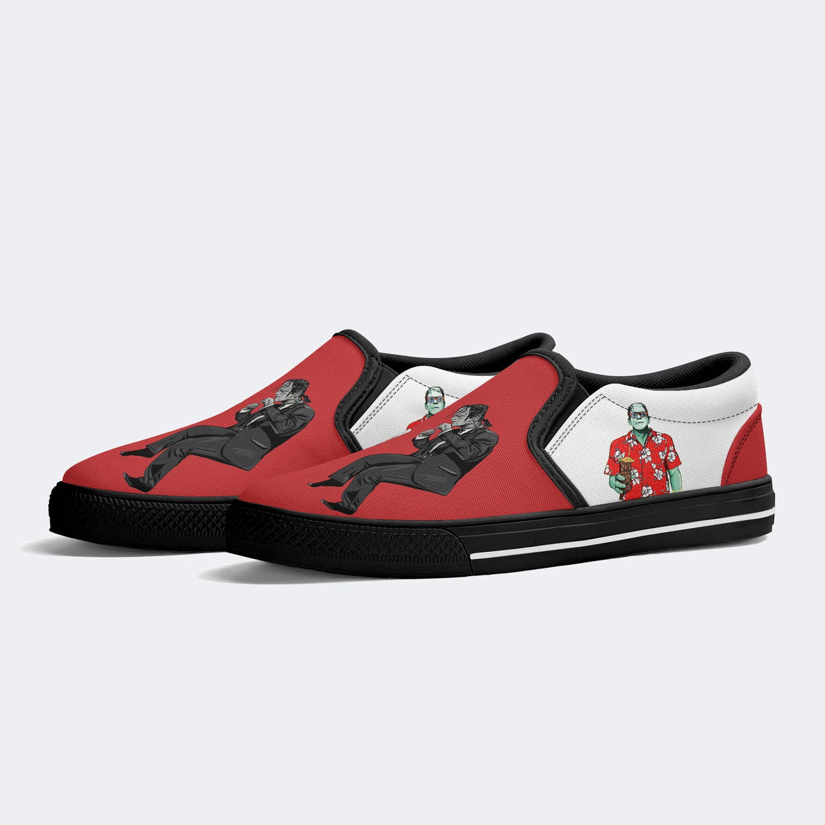 Pulp Frankenstein Halloween Print - Slip On Shoes