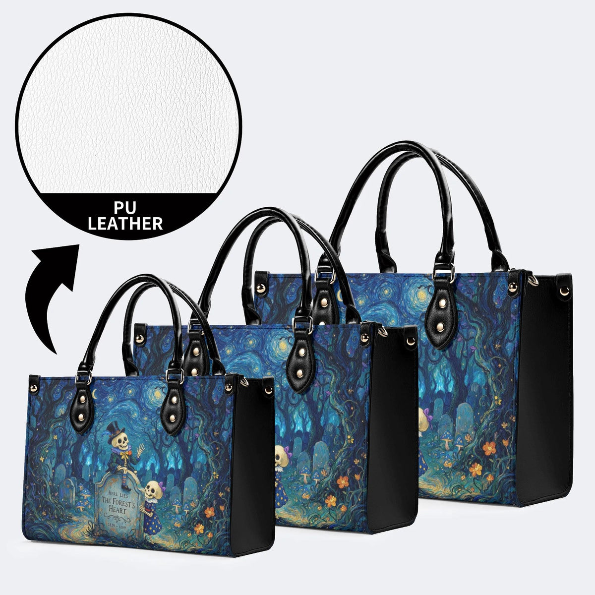 Skeleton Tombstone Print Handbag Factory Direct Sales
