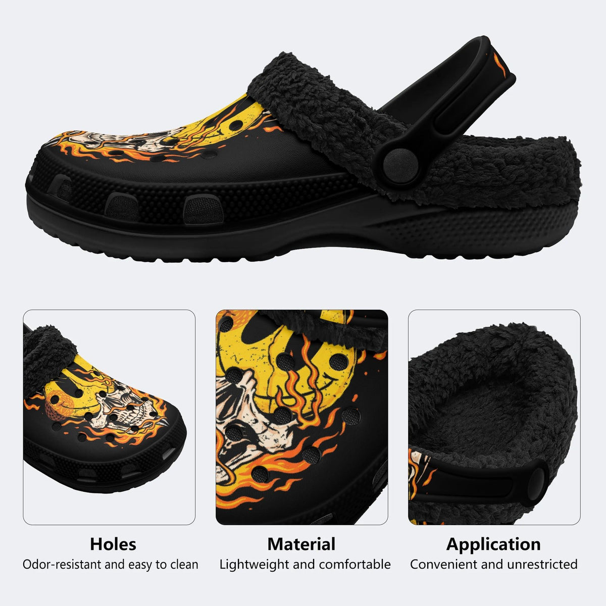 Fiery Smile Skull - Fur Lined Slippers/Sandals
