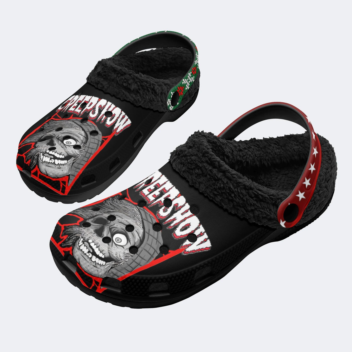 Horror Movie Graphic Print - Fur Lined Slippers/Sandals