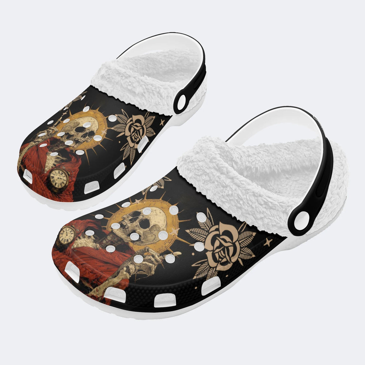 Skull Art Print - Fur Lined Slippers/Sandals