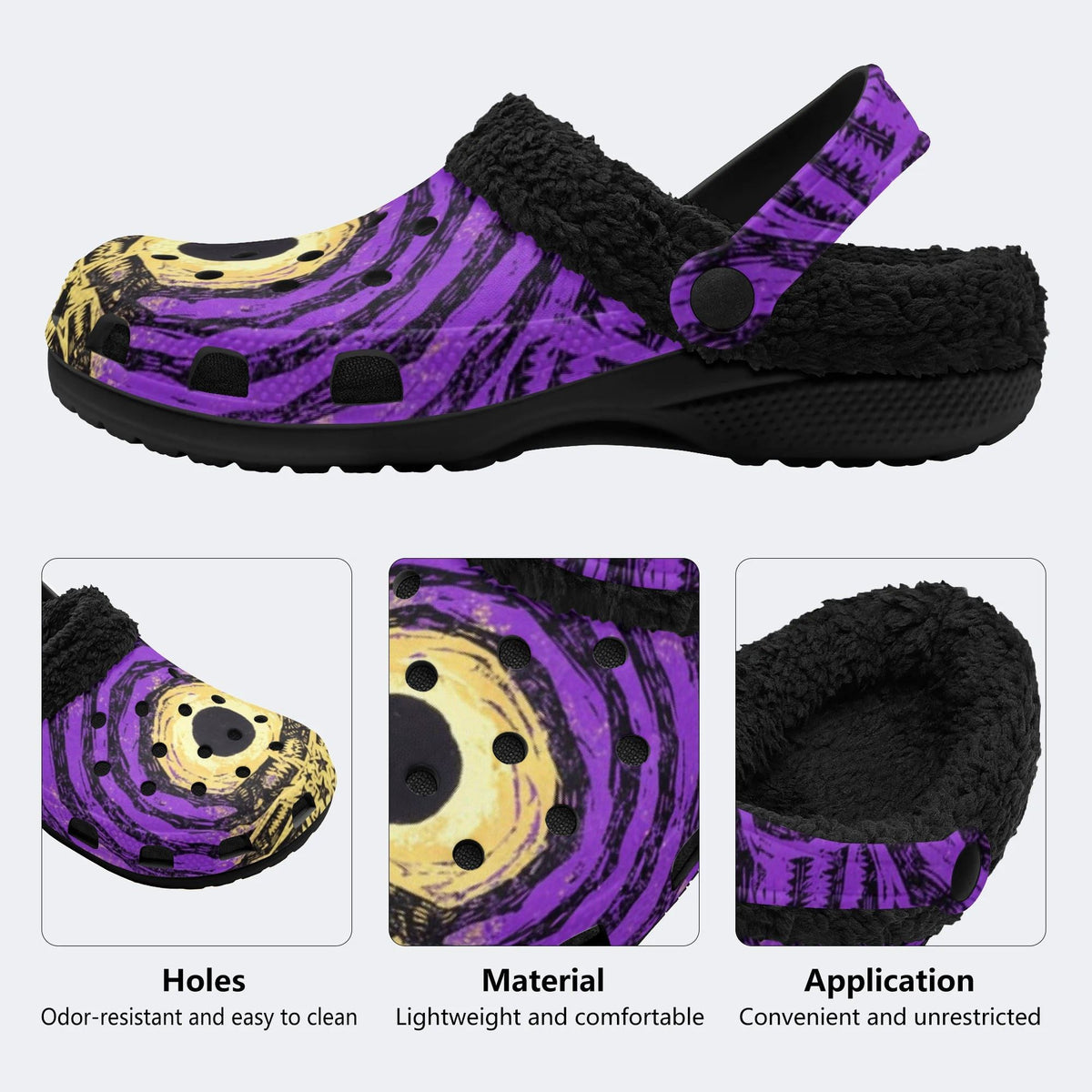 Violet Peacock Print - Fur Lined Slippers/Sandals