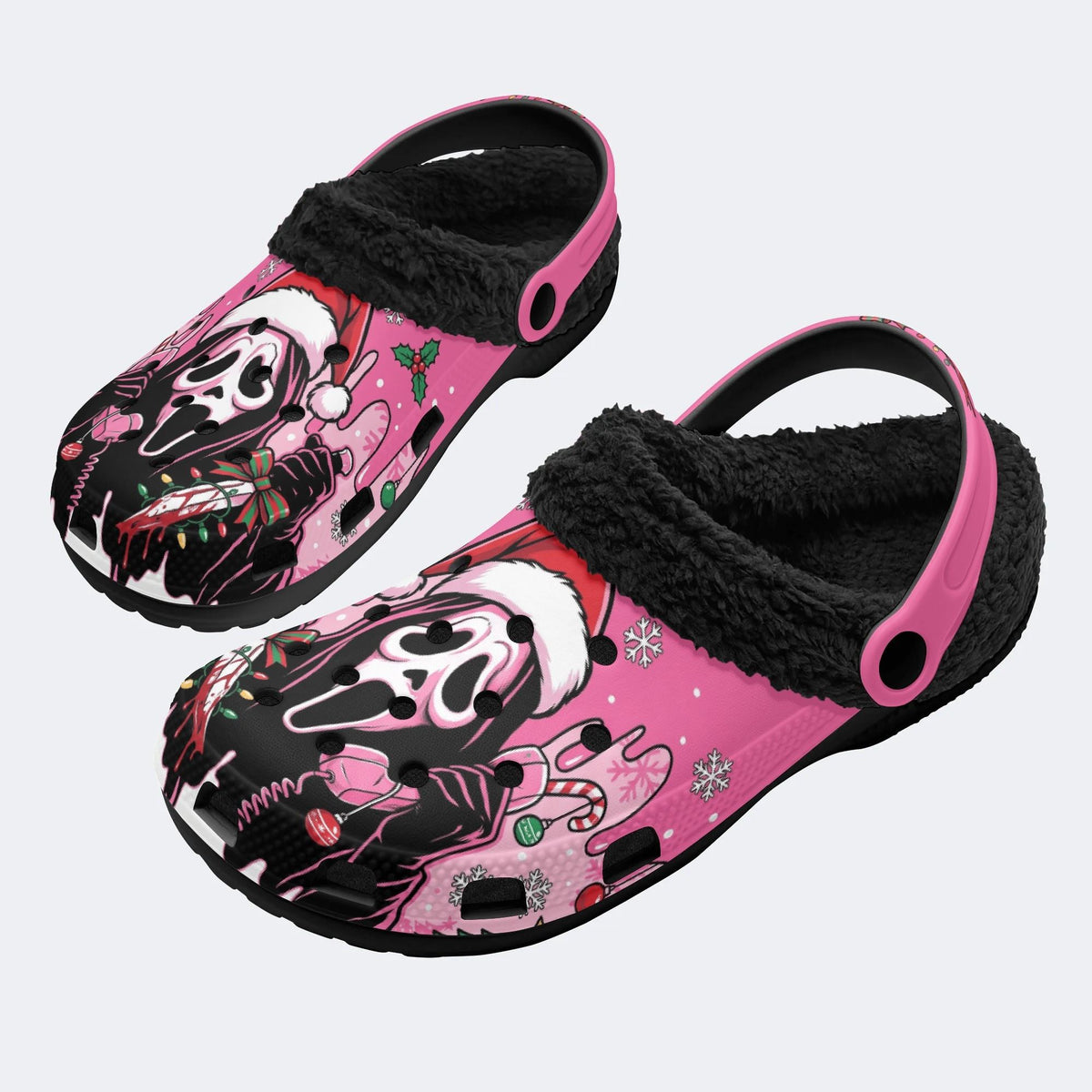 Gothmas Xmas Ghost‑ Fur Lined Slippers/Sandals