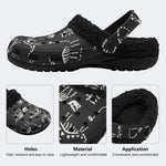 Black Dinosaur Fossil - Fur Lined Slippers/Sandals