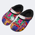 Multicolor Mosaic Abstract - Fur Lined Slippers/Sandals