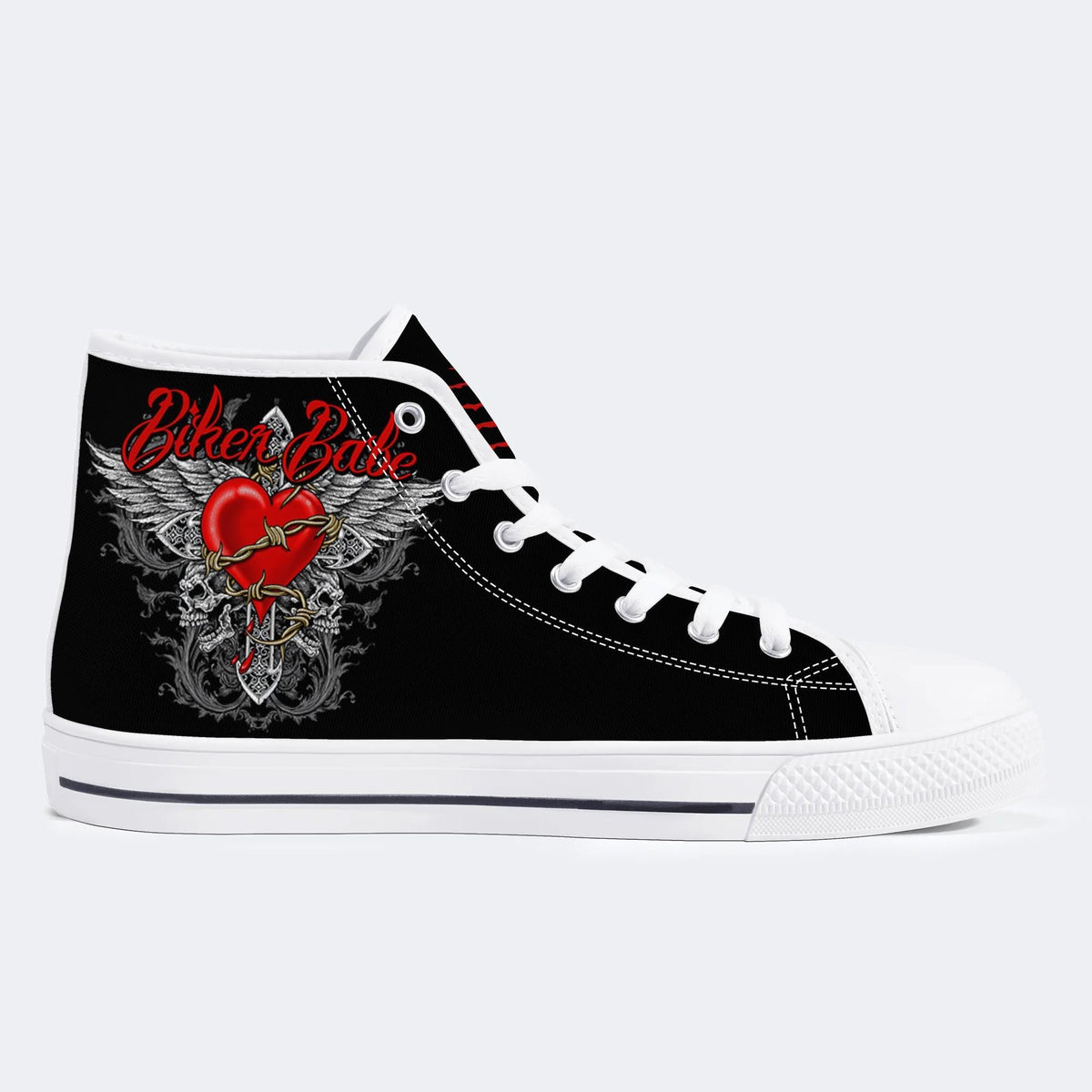 Biker Babe Heart Print - High Top Canvas