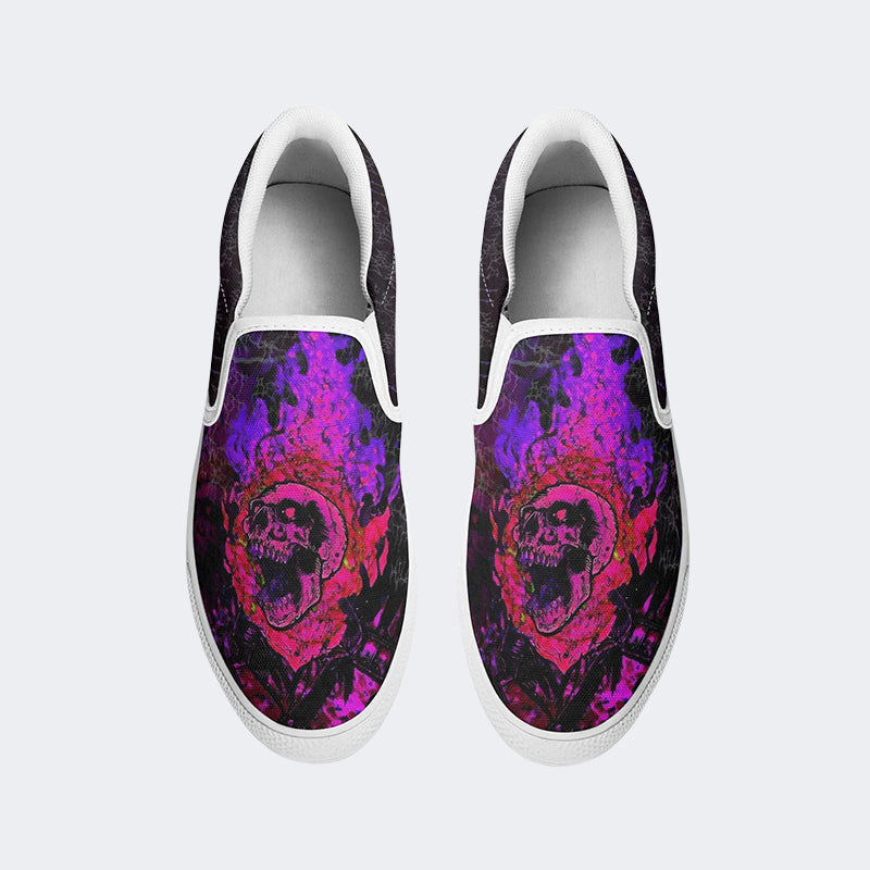 Unisex Punk Skull Print - Slip On Shoes