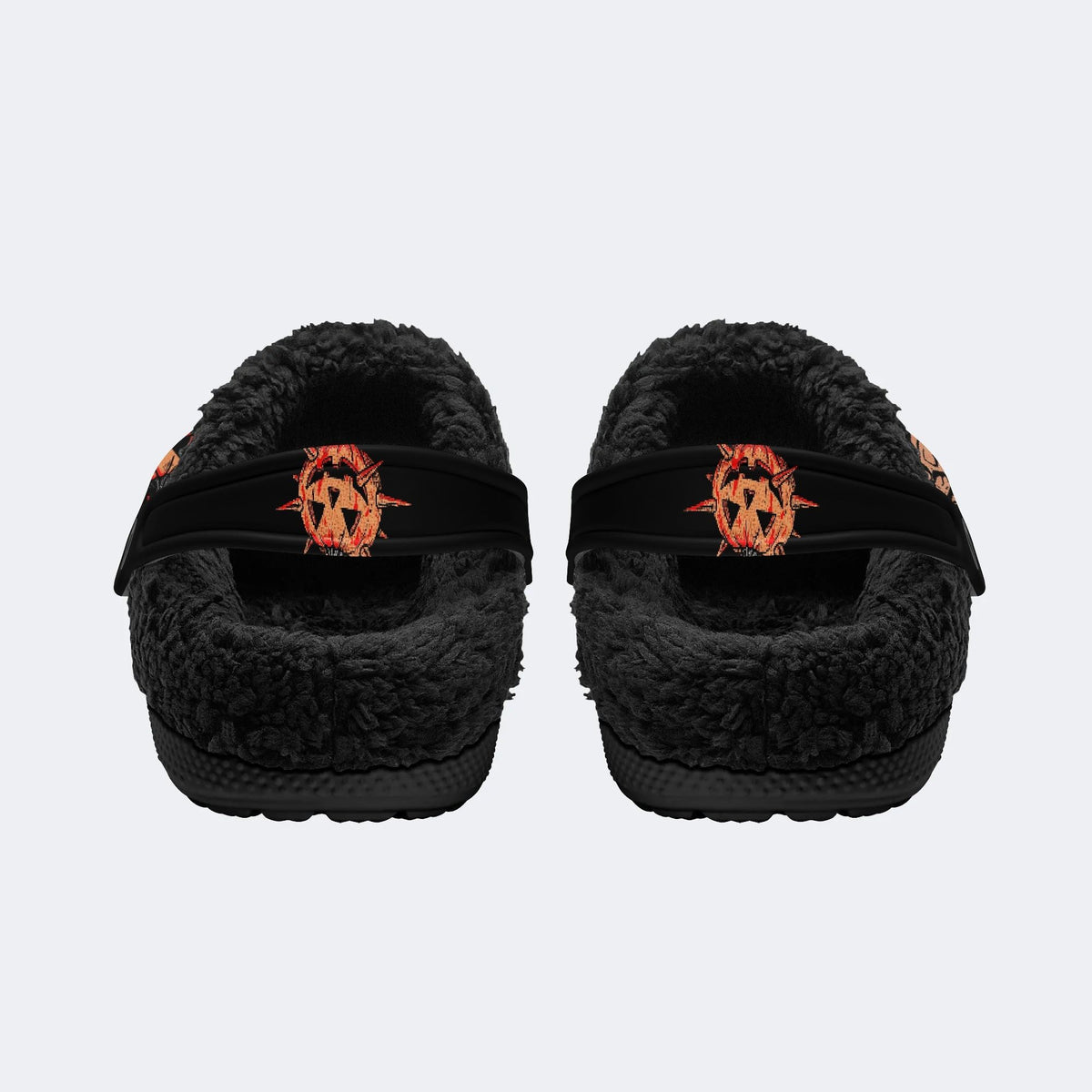 Gothic Spike Pumpkin Chain - Fur Lined Slippers/Sandals