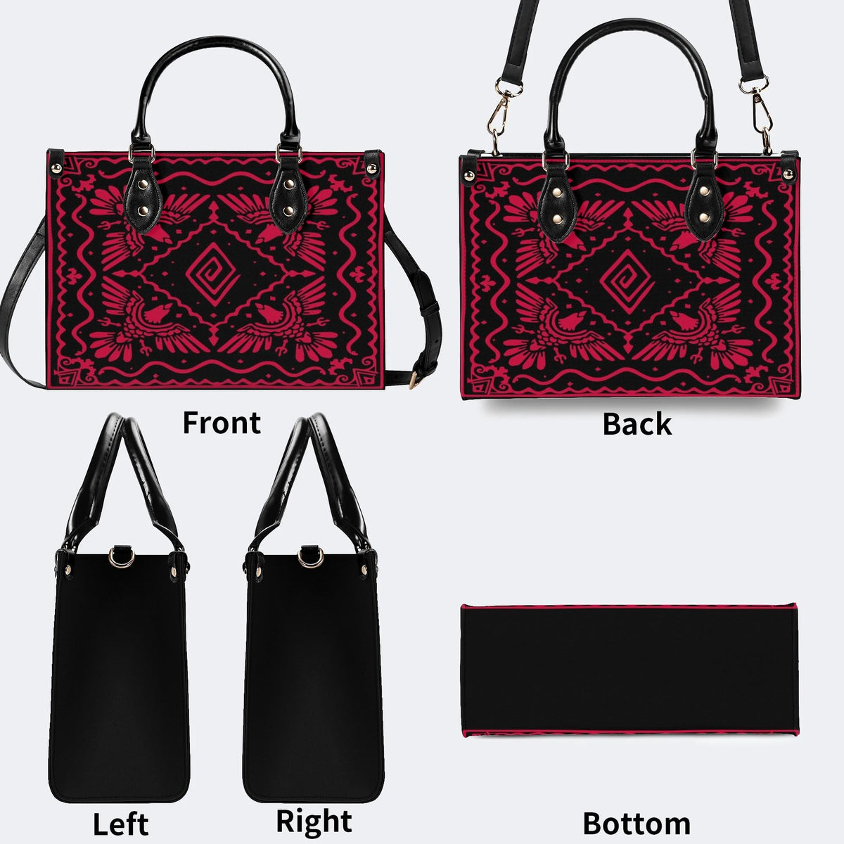 Red Eagle Totem - Leather Handbag