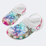 Colorful Fish And Starfish - Fur Lined Slippers/Sandals