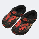 Skull Butterfly Rose - Fur Lined Slippers/Sandals