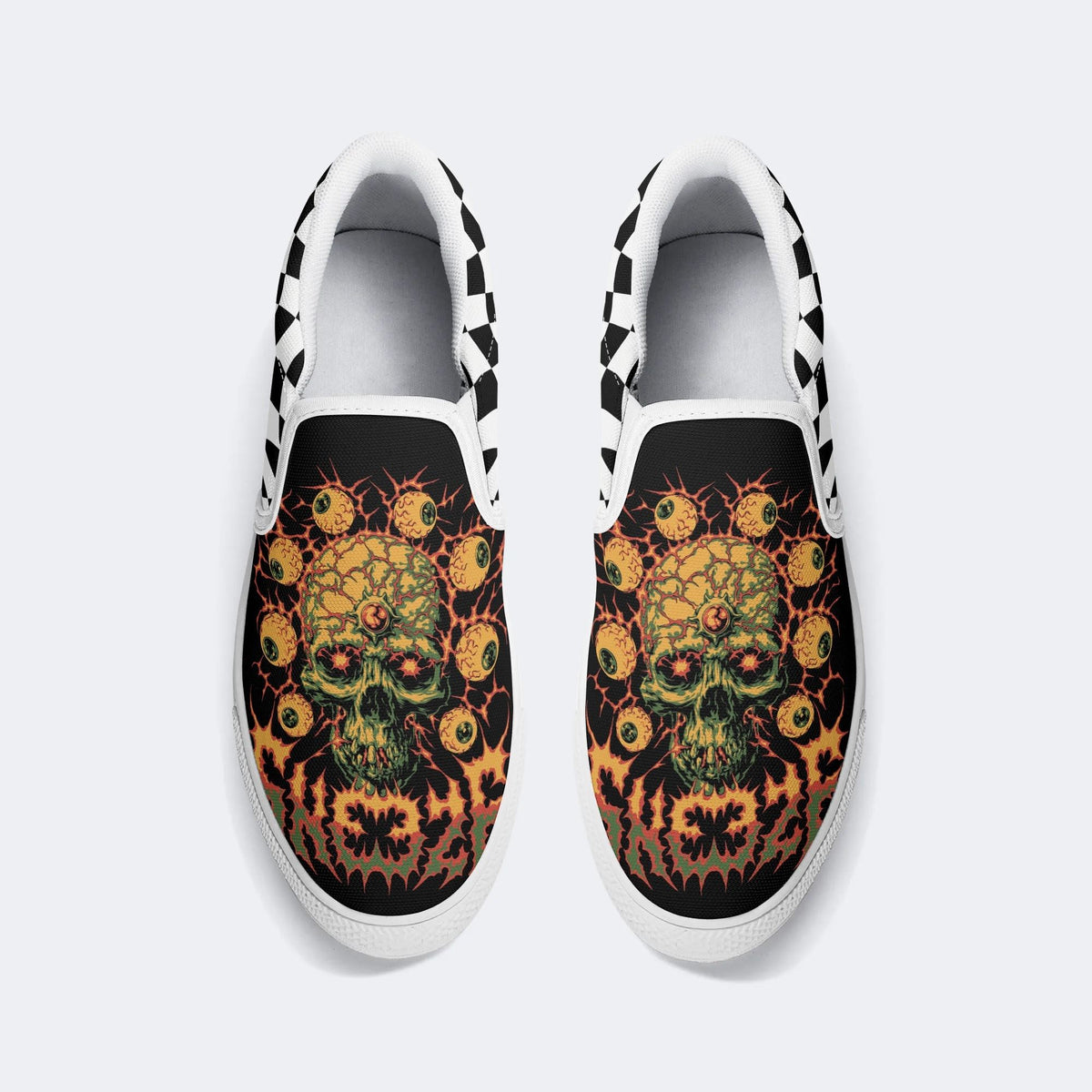 Art Skull Print - Slip On Shoes