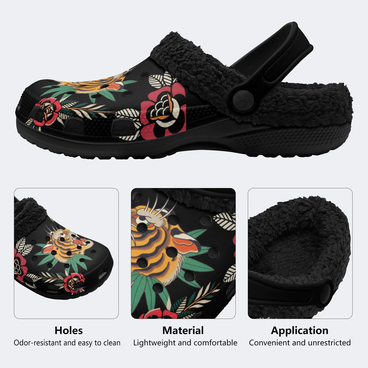 Unisex Fierce Tiger Print - Fur Lined Slippers/Sandals