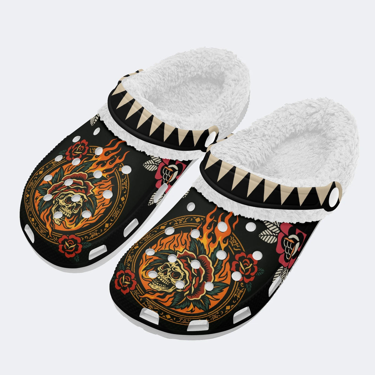 Head Swallowed By Flowers - Fur Lined Slippers/Sandals