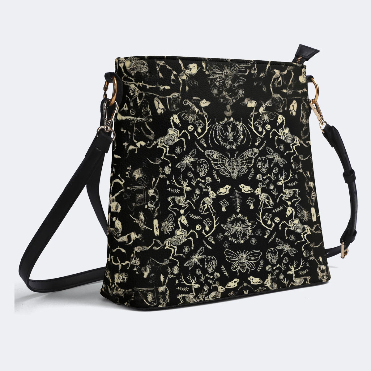 Dark Cottagecore Forest Animal Bones Print - Bucket Bag