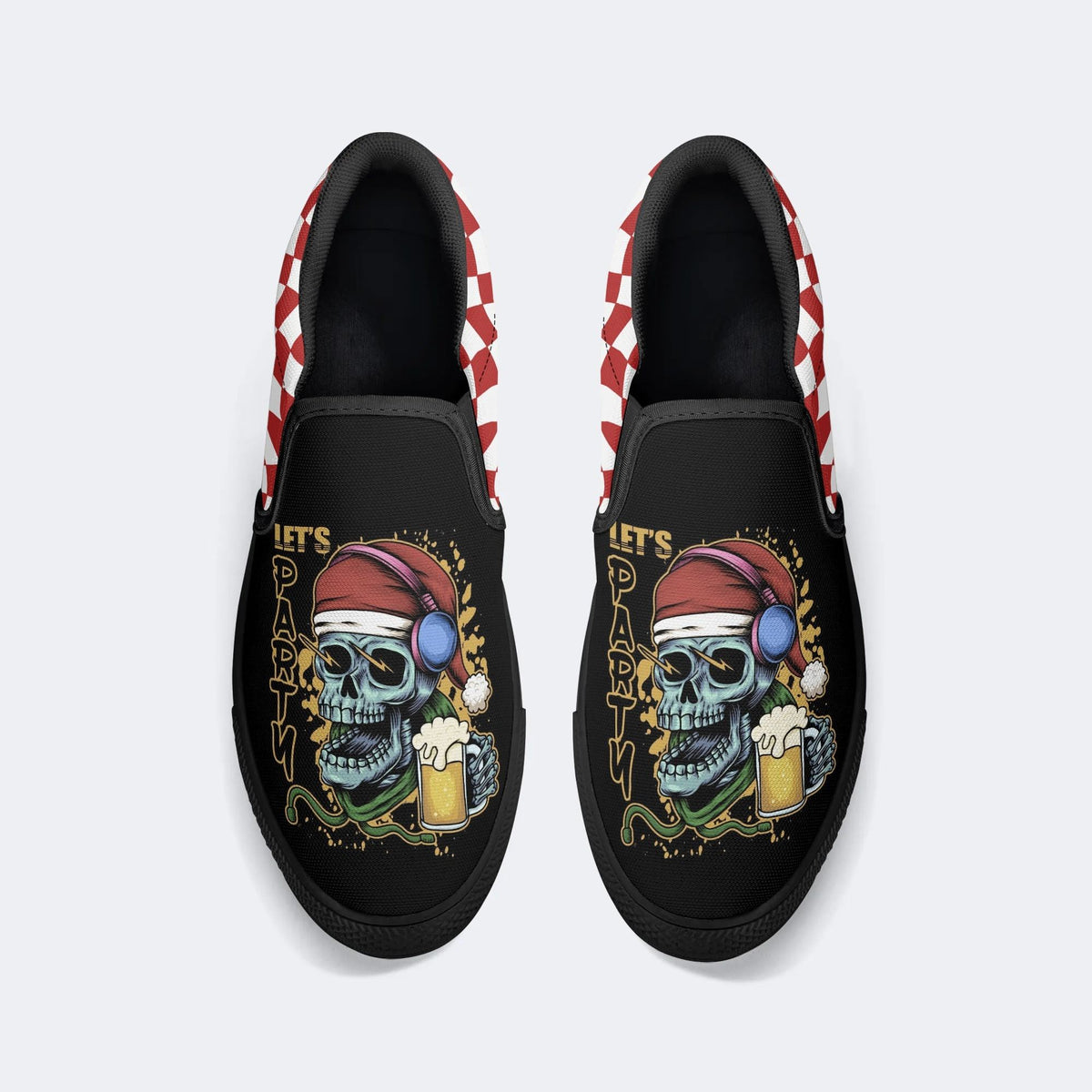 Christmas Skull Art Print - Slip On Shoes