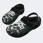 Ghost Text Skull - Fur Lined Slippers/Sandal