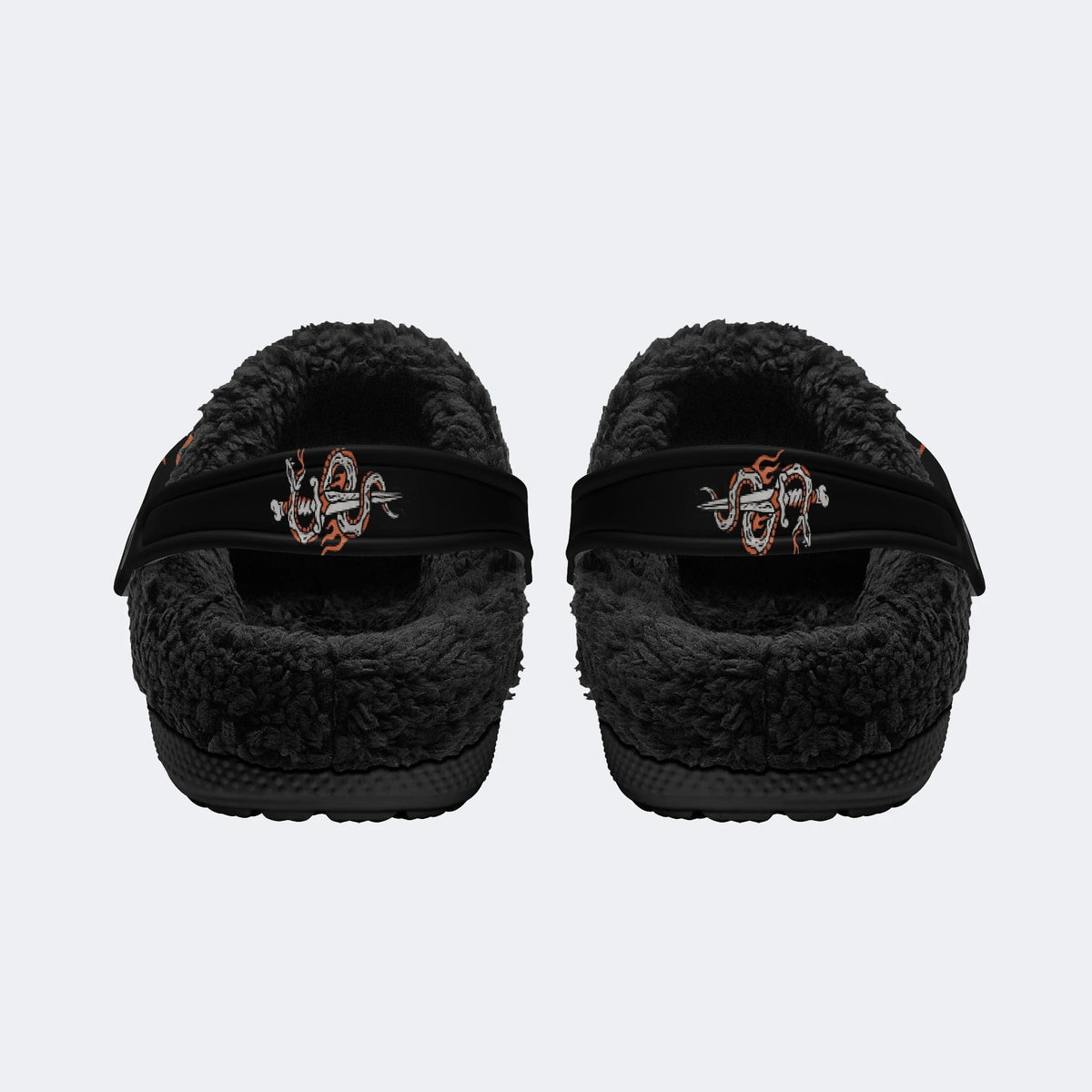 Gothic Flame Bone Skull - Fur Lined Slippers/Sandals