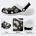 Mystical Moth Print - Fur Lined Slippers/Sandals