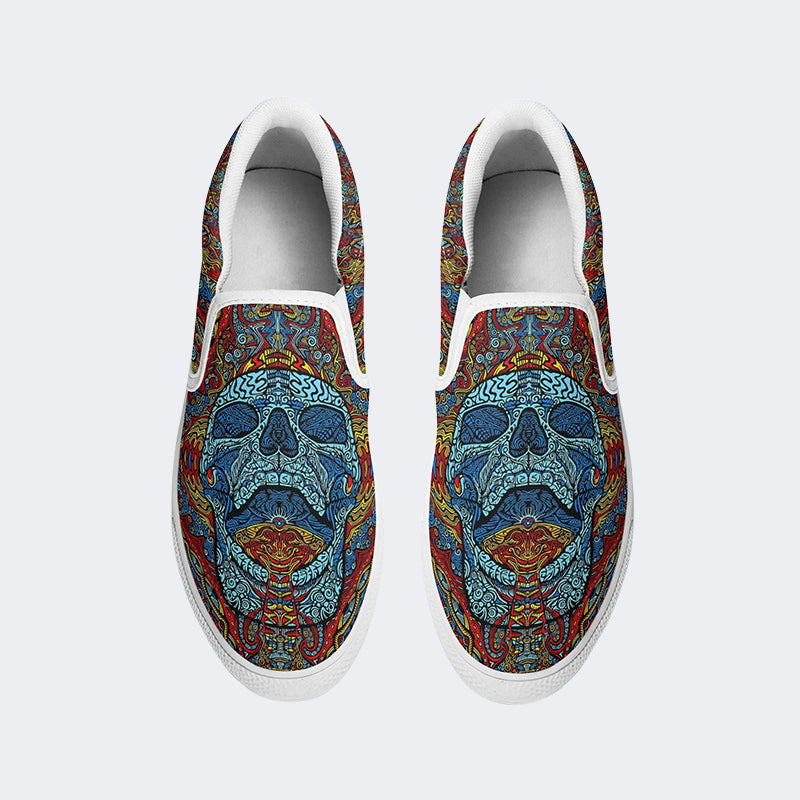 Unisex Skull Graffiti Art Print - Slip On Shoes