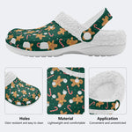 Funny Christmas Pattern - Fur Lined Slippers/Sandals