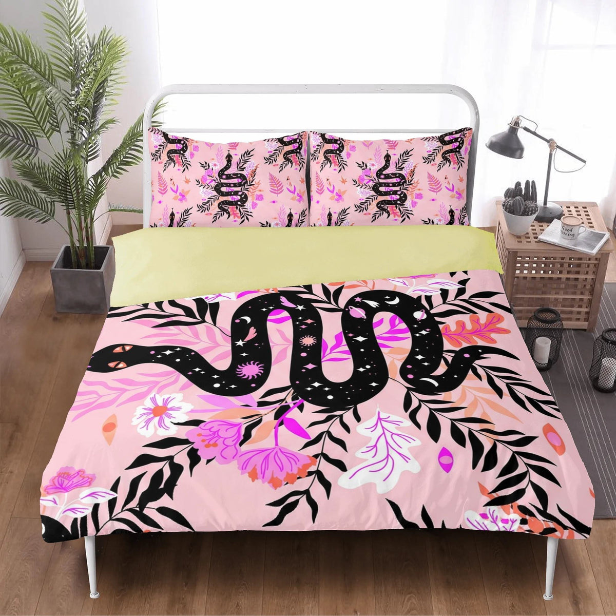 Witchy Botanical Snake - Three Piece Bedding Set