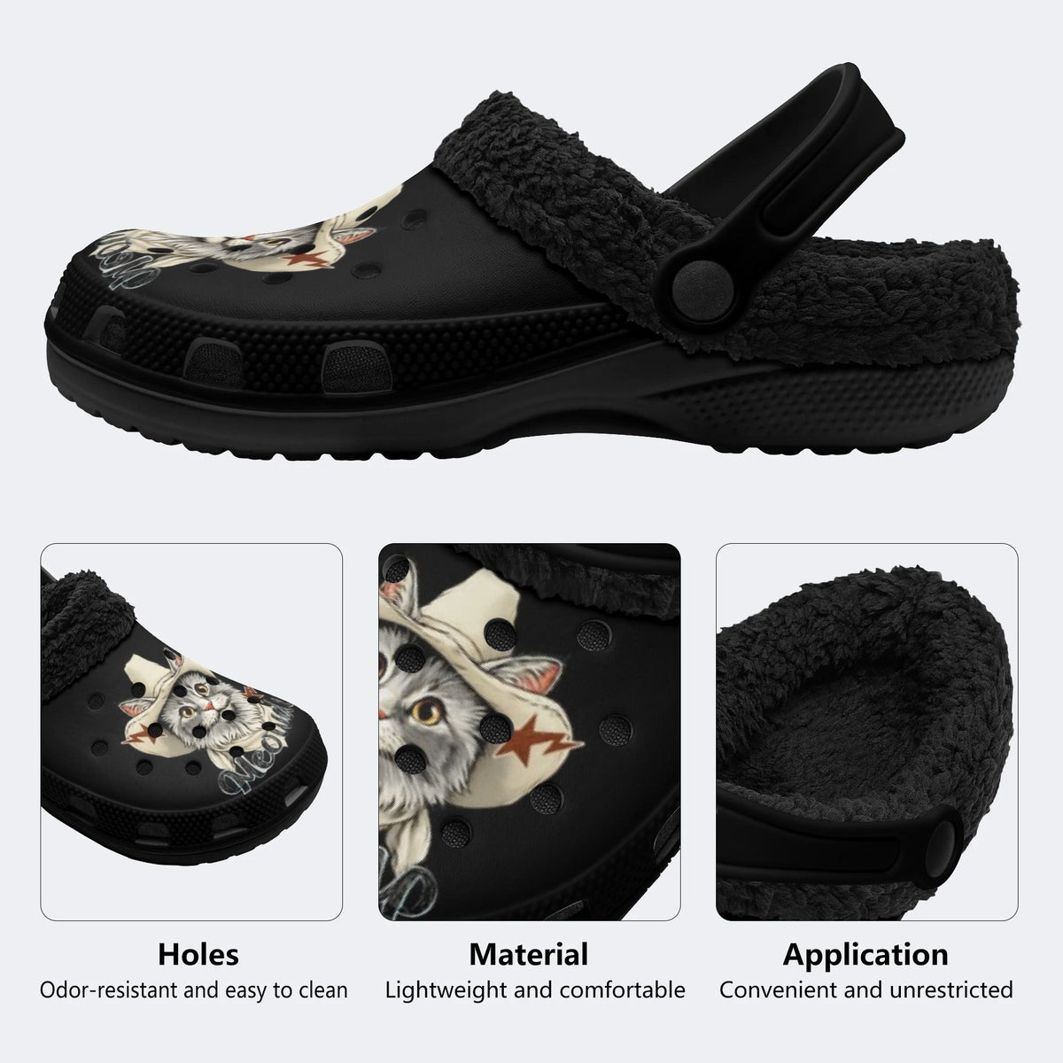 Western Cowboy Cat - Fur Lined Slippers/Sandals