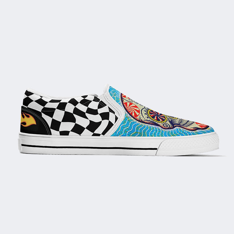 Unisex Skull Graffiti Art Print - Slip On Shoes