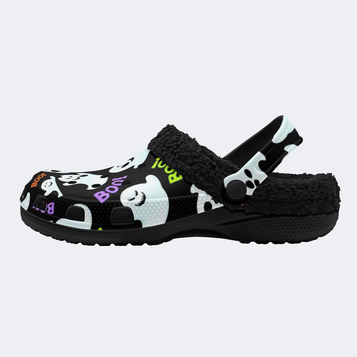 Boo Ghost Skull - Fur Lined Slippers/Sandals