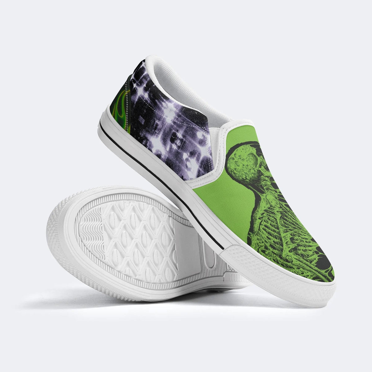 Unisex Psychedelic Skeleton Graphic - Slip On Shoes