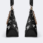 Vintage Dark Moth Print - Leather Crossbody Bag