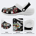 Skull & Snake Print - Fur Lined Slippers/Sandals